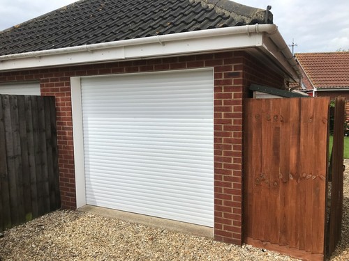 White roller garage door - garage,